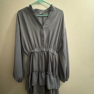 Chic Long Sleeve Gray Dress